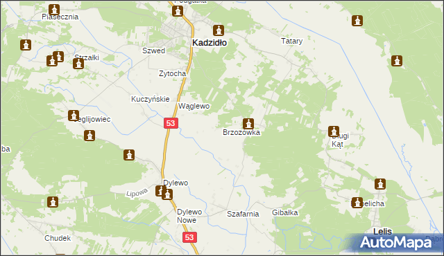 mapa Brzozówka gmina Kadzidło, Brzozówka gmina Kadzidło na mapie Targeo