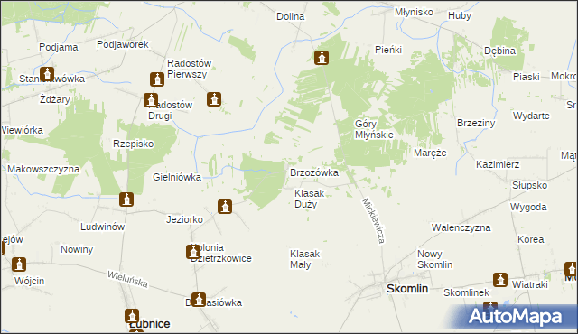 mapa Brzozówka gmina Łubnice, Brzozówka gmina Łubnice na mapie Targeo