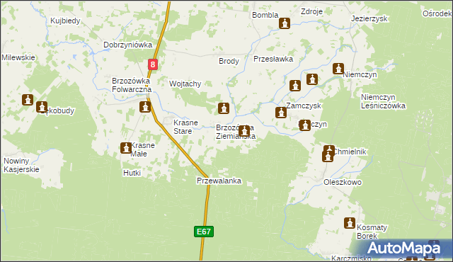 mapa Brzozówka Koronna, Brzozówka Koronna na mapie Targeo