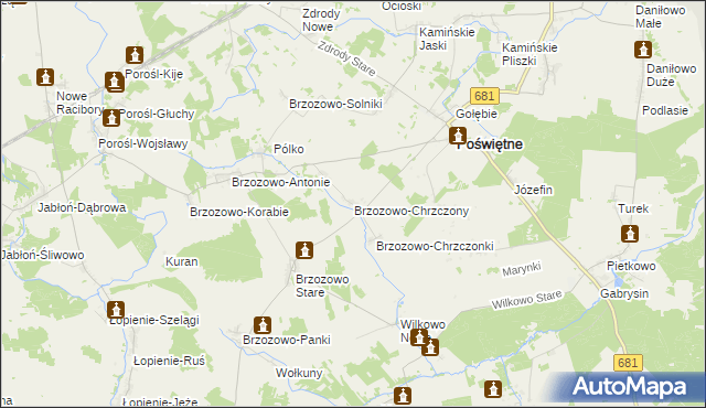 mapa Brzozowo-Chrzczony, Brzozowo-Chrzczony na mapie Targeo