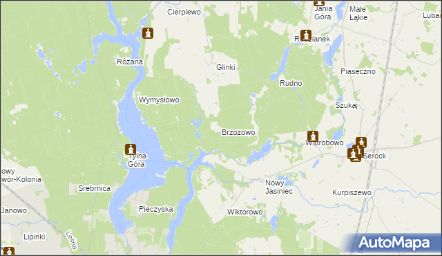 mapa Brzozowo gmina Koronowo, Brzozowo gmina Koronowo na mapie Targeo