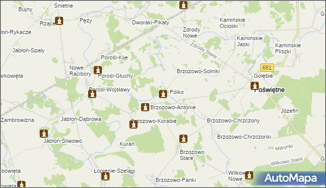 mapa Brzozowo-Muzyły, Brzozowo-Muzyły na mapie Targeo