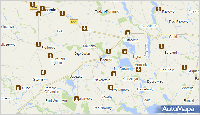 mapa Brzuze, Brzuze na mapie Targeo