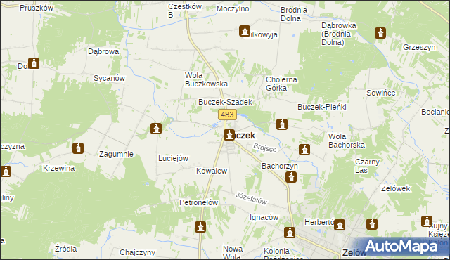 mapa Buczek powiat łaski, Buczek powiat łaski na mapie Targeo