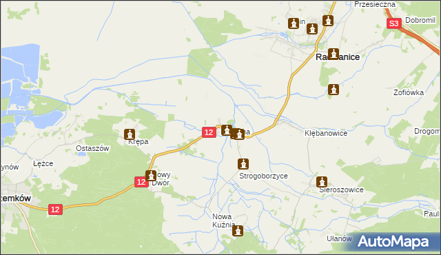 mapa Buczyna gmina Radwanice, Buczyna gmina Radwanice na mapie Targeo