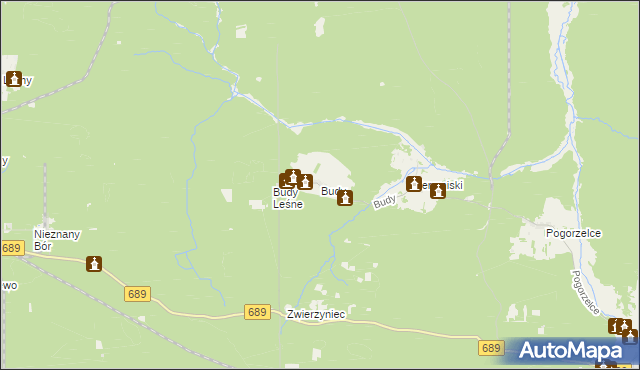 mapa Budy gmina Białowieża, Budy gmina Białowieża na mapie Targeo