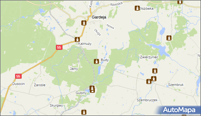 mapa Budy gmina Rogóźno, Budy gmina Rogóźno na mapie Targeo