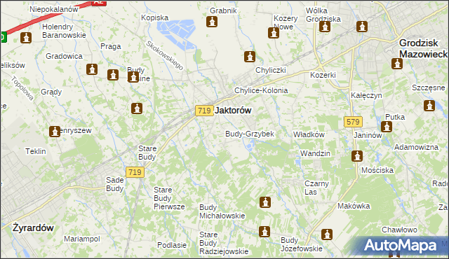 mapa Budy-Grzybek, Budy-Grzybek na mapie Targeo