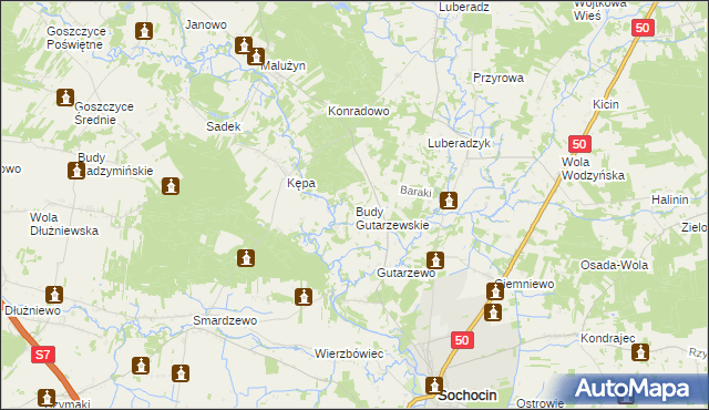 mapa Budy Gutarzewskie, Budy Gutarzewskie na mapie Targeo