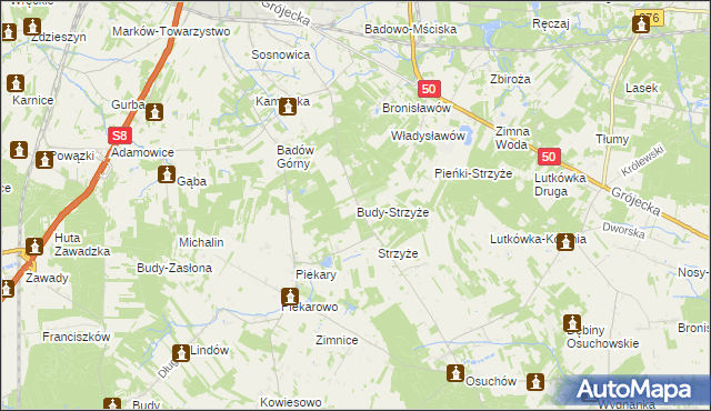 mapa Budy-Strzyże, Budy-Strzyże na mapie Targeo