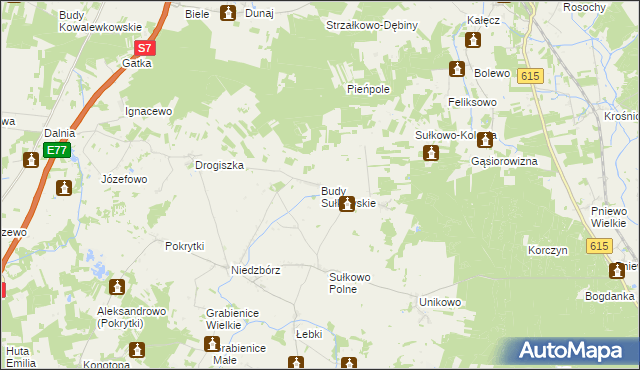 mapa Budy Sułkowskie gmina Strzegowo, Budy Sułkowskie gmina Strzegowo na mapie Targeo
