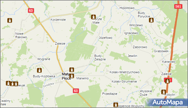 mapa Budy Żelazne, Budy Żelazne na mapie Targeo