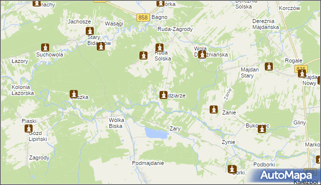 mapa Budziarze, Budziarze na mapie Targeo