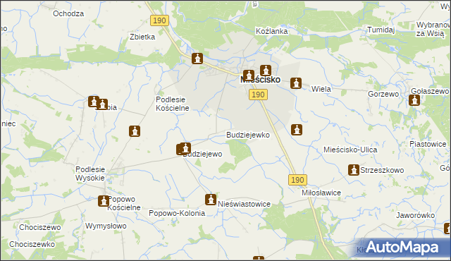 mapa Budziejewko, Budziejewko na mapie Targeo