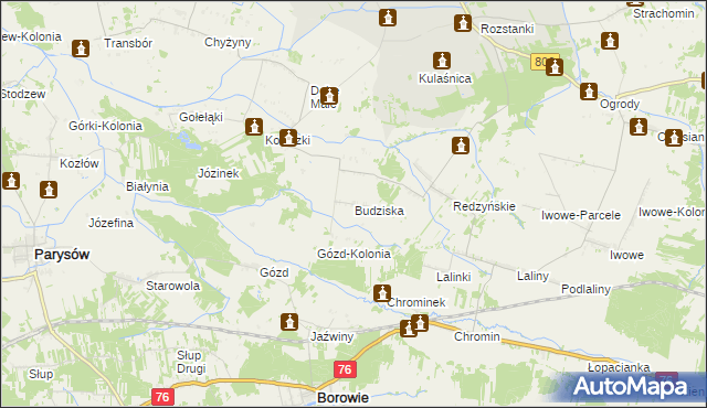 mapa Budziska gmina Latowicz, Budziska gmina Latowicz na mapie Targeo