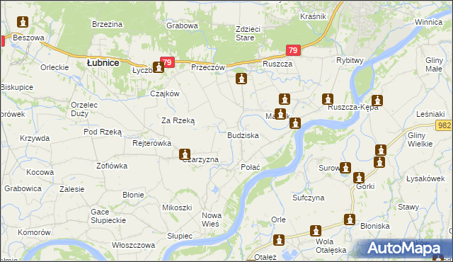 mapa Budziska gmina Łubnice, Budziska gmina Łubnice na mapie Targeo