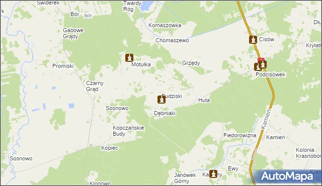 mapa Budziski gmina Sztabin, Budziski gmina Sztabin na mapie Targeo