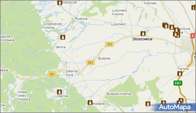 mapa Budzów gmina Stoszowice, Budzów gmina Stoszowice na mapie Targeo