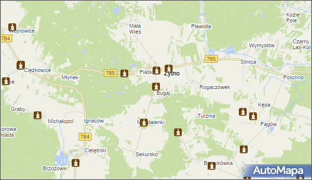 mapa Bugaj gmina Żytno, Bugaj gmina Żytno na mapie Targeo