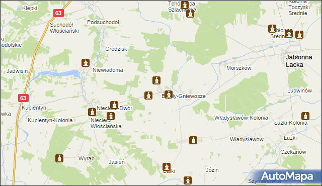 mapa Bujały-Gniewosze, Bujały-Gniewosze na mapie Targeo