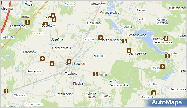 mapa Bujnice, Bujnice na mapie Targeo