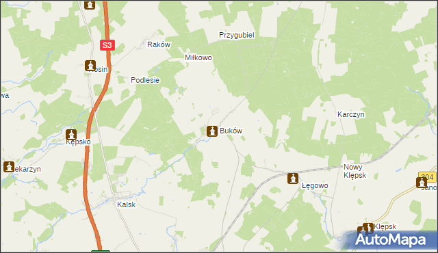 mapa Buków gmina Sulechów, Buków gmina Sulechów na mapie Targeo