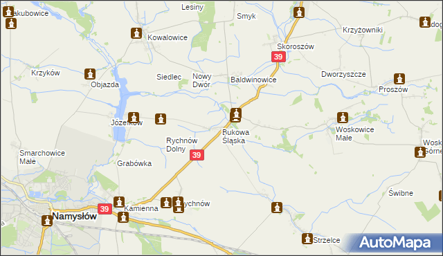 mapa Bukowa Śląska, Bukowa Śląska na mapie Targeo