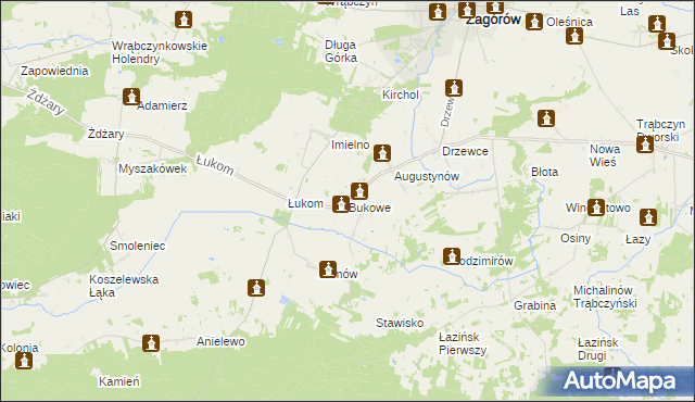 mapa Bukowe, Bukowe na mapie Targeo