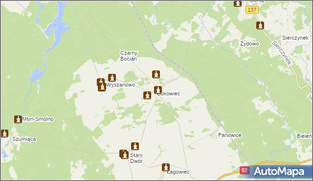 mapa Bukowiec gmina Międzyrzecz, Bukowiec gmina Międzyrzecz na mapie Targeo