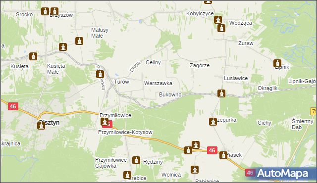 mapa Bukowno gmina Olsztyn, Bukowno gmina Olsztyn na mapie Targeo