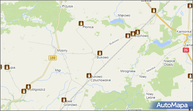 mapa Bukowo gmina Człuchów, Bukowo gmina Człuchów na mapie Targeo