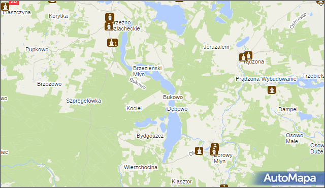 mapa Bukowo gmina Lipnica, Bukowo gmina Lipnica na mapie Targeo