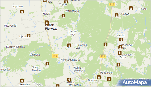 mapa Bukowski Las, Bukowski Las na mapie Targeo