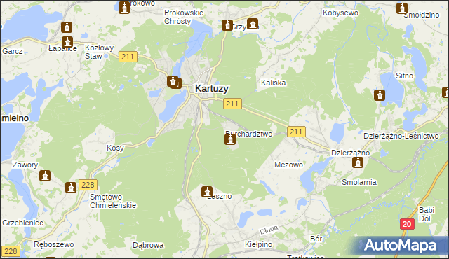 mapa Burchardztwo, Burchardztwo na mapie Targeo