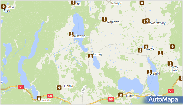 mapa Burdąg, Burdąg na mapie Targeo