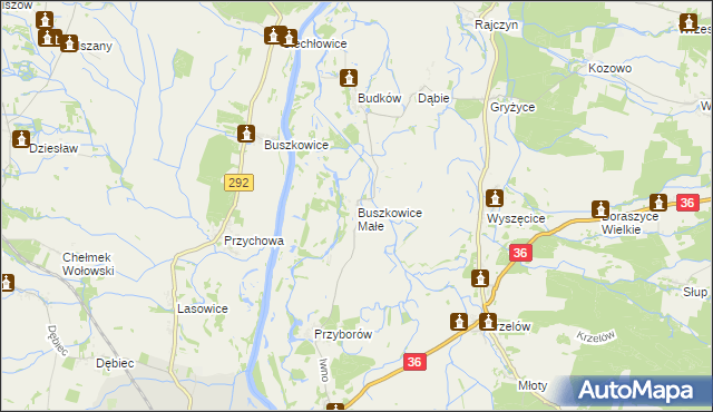 mapa Buszkowice Małe, Buszkowice Małe na mapie Targeo