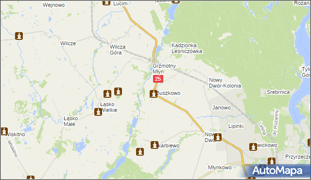 mapa Buszkowo gmina Koronowo, Buszkowo gmina Koronowo na mapie Targeo