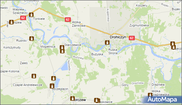 mapa Bużyska, Bużyska na mapie Targeo