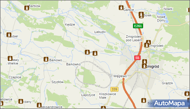 mapa Bychowo gmina Żmigród, Bychowo gmina Żmigród na mapie Targeo