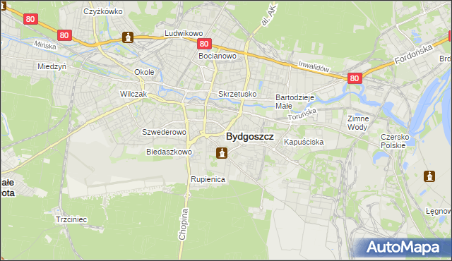 mapa Bydgoszczy, Bydgoszcz na mapie Targeo