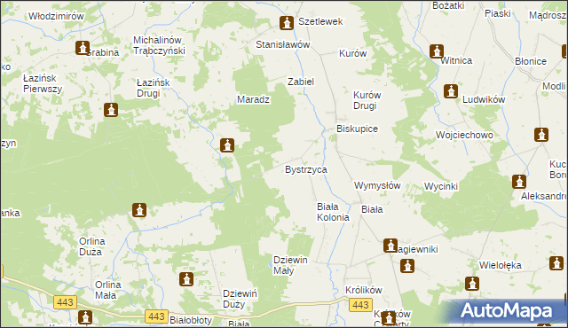 mapa Bystrzyca gmina Grodziec, Bystrzyca gmina Grodziec na mapie Targeo