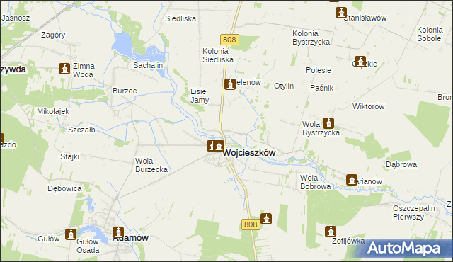 mapa Bystrzyca gmina Wojcieszków, Bystrzyca gmina Wojcieszków na mapie Targeo