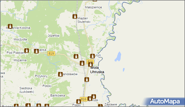 mapa Bytyń gmina Wola Uhruska, Bytyń gmina Wola Uhruska na mapie Targeo