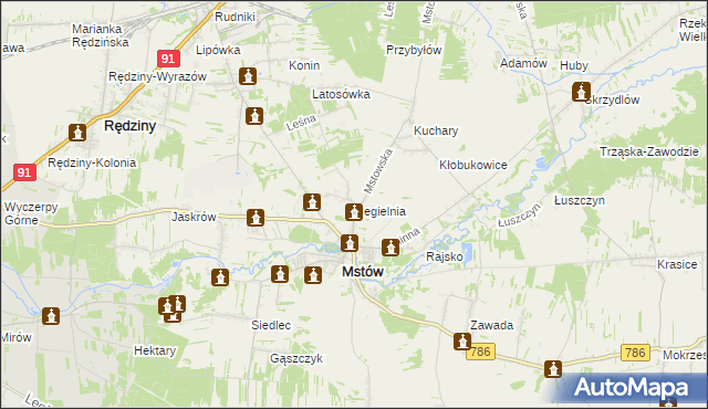 mapa Cegielnia gmina Mstów, Cegielnia gmina Mstów na mapie Targeo