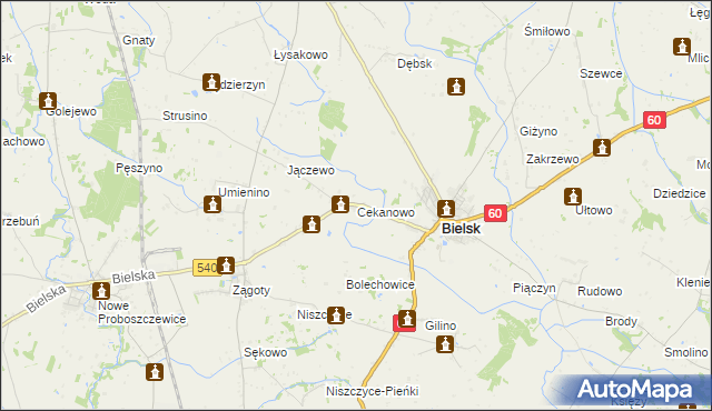 mapa Cekanowo gmina Bielsk, Cekanowo gmina Bielsk na mapie Targeo