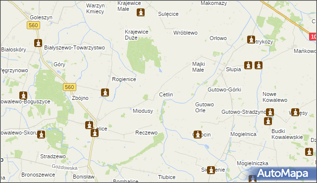 mapa Cetlin, Cetlin na mapie Targeo