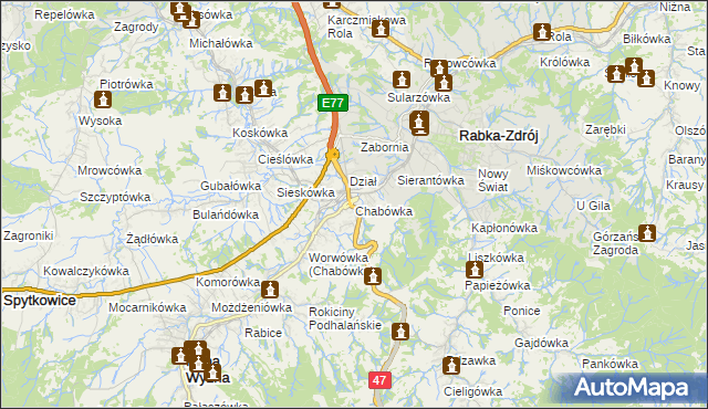 mapa Chabówka, Chabówka na mapie Targeo