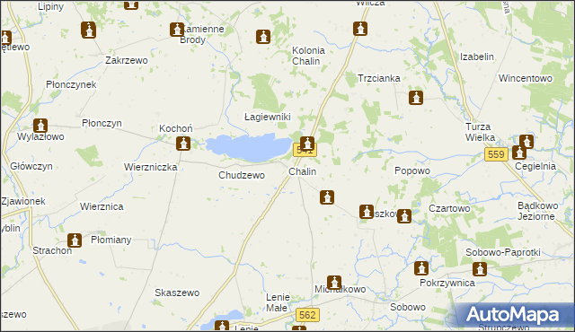 mapa Chalin gmina Dobrzyń nad Wisłą, Chalin gmina Dobrzyń nad Wisłą na mapie Targeo