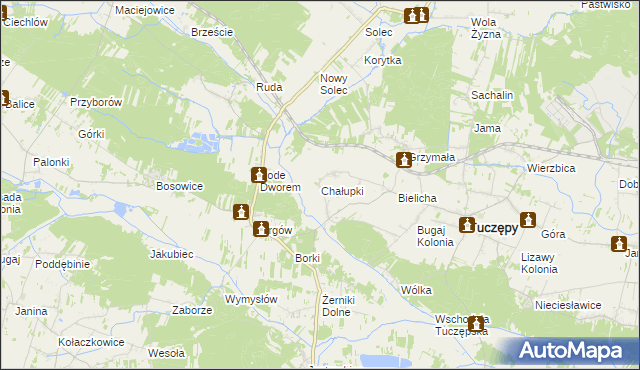 mapa Chałupki gmina Tuczępy, Chałupki gmina Tuczępy na mapie Targeo