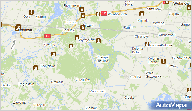 mapa Chałupki Łaziskie, Chałupki Łaziskie na mapie Targeo